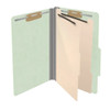 Pale green legal-size top tab classification folder with two dividers and gray expandable spine