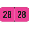 2028 Fluorescent Pink Year Labels, 3/4" x 1-1/2", 500/Roll