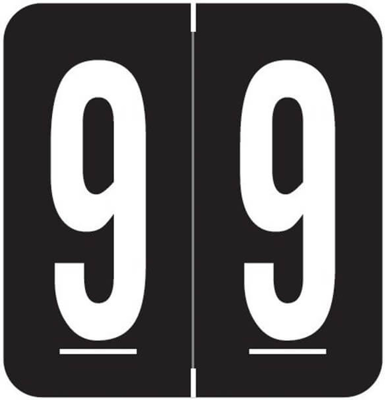 GBS Numeric Labels, 1 5/16 H x 1 1/4 W, Number 9, Black, 550