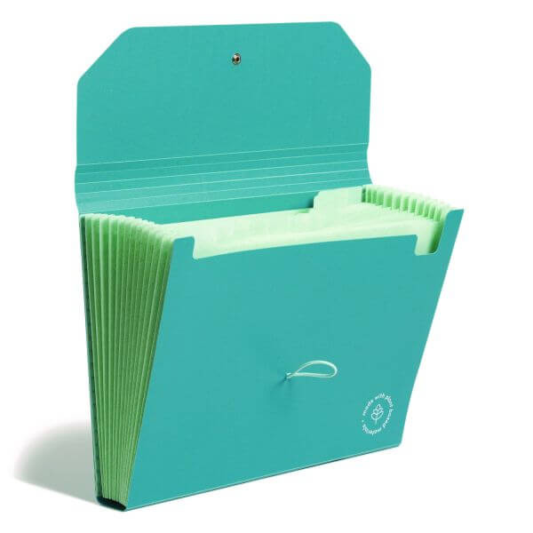 U-Eco 13-Pocket File, Letter Size, Ocean Color (6594U)
