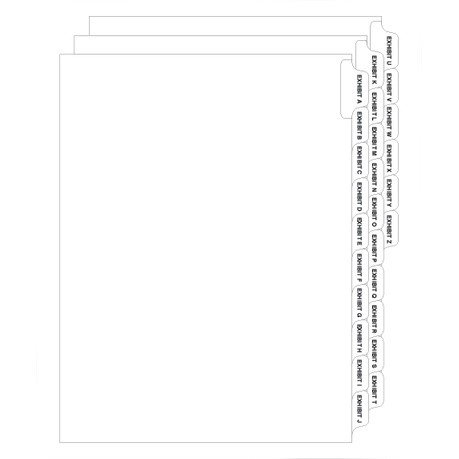 Exhibit A-Z Legal Index Tabs - Side Tab, Letter Size, 26/Set