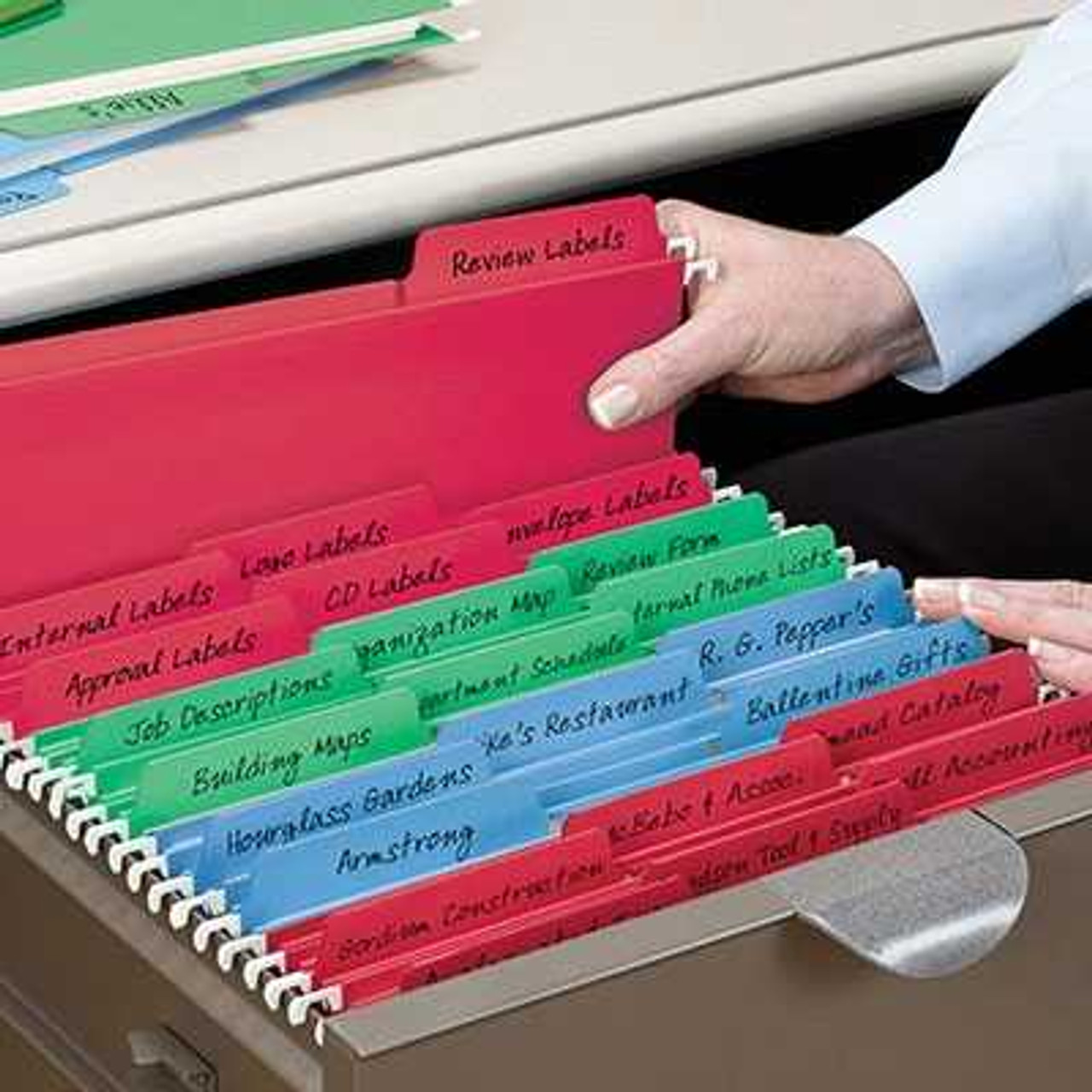 Smead Erasable FasTab Hanging File Folder, 1/3-Cut Built-In Tab, Letter Size, Assorted Colors, 18/Box