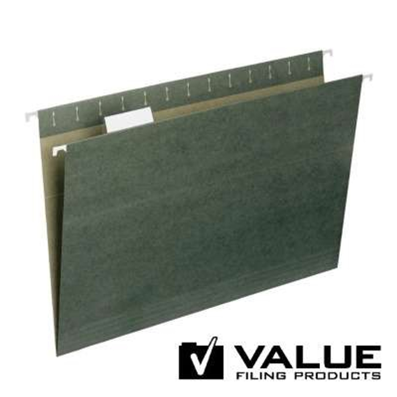 Hanging File Folders, Legal Size, 1/5-Cut Adjustable Tab, Green, 25/Box (64177)