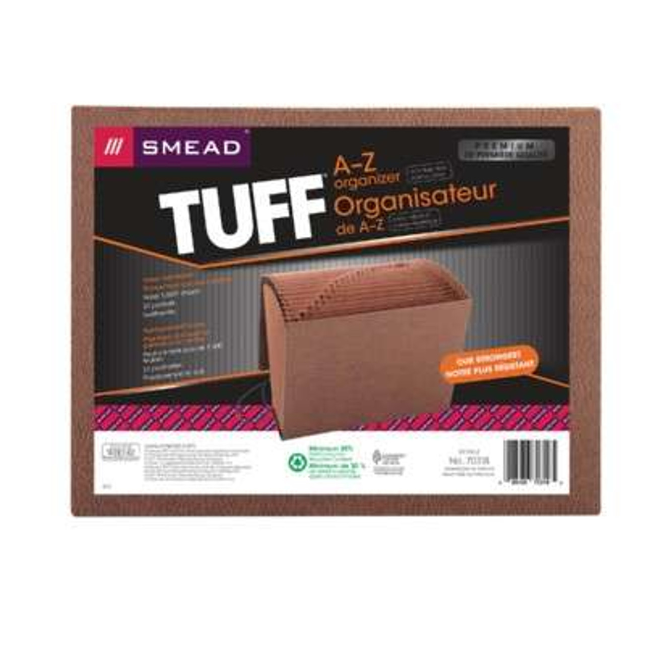 Smead TUFF Expanding File, Alphabetic (A-Z), 21 Pockets, Flap and Elastic Cord Closure, Letter Size, Redrope-Printed Stock