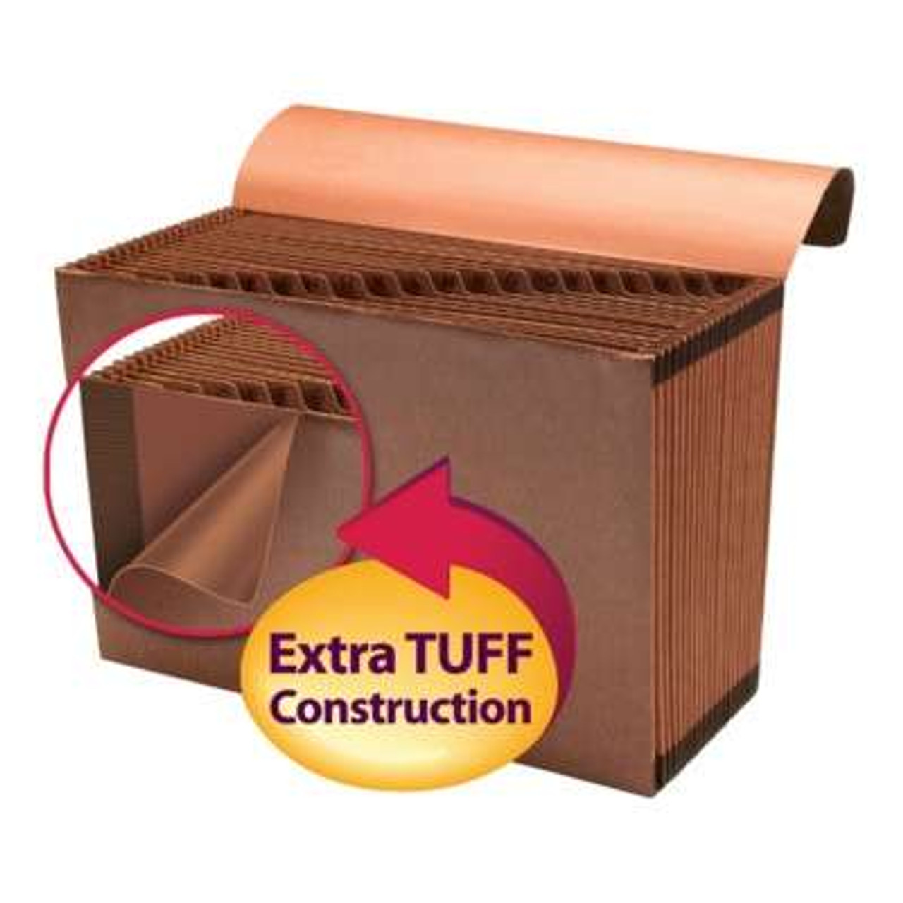 Smead TUFF Expanding File, Alphabetic (A-Z), 21 Pockets, Flap and Elastic Cord Closure, Legal Size, Redrope-Printed Stock