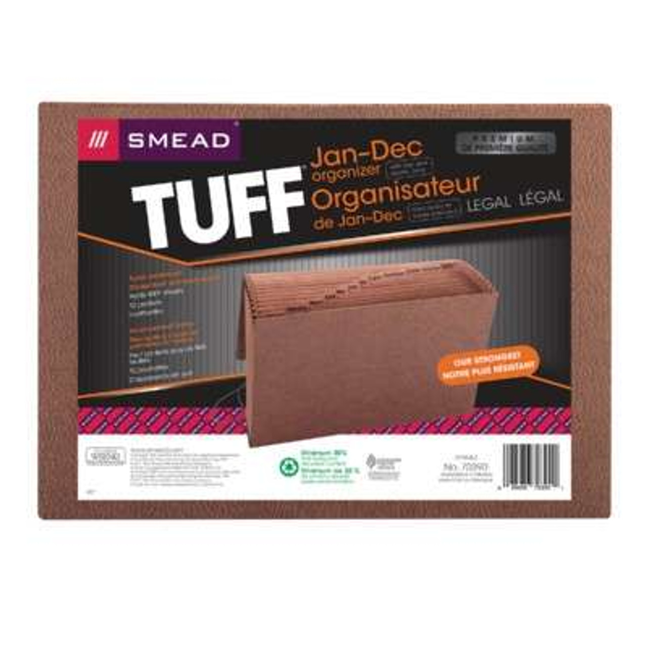 Smead TUFF Expanding File, Monthly (Jan.-Dec.), 12 Pockets, Flap and Elastic Cord Closure, Legal Size, Redrope-Printed Stock