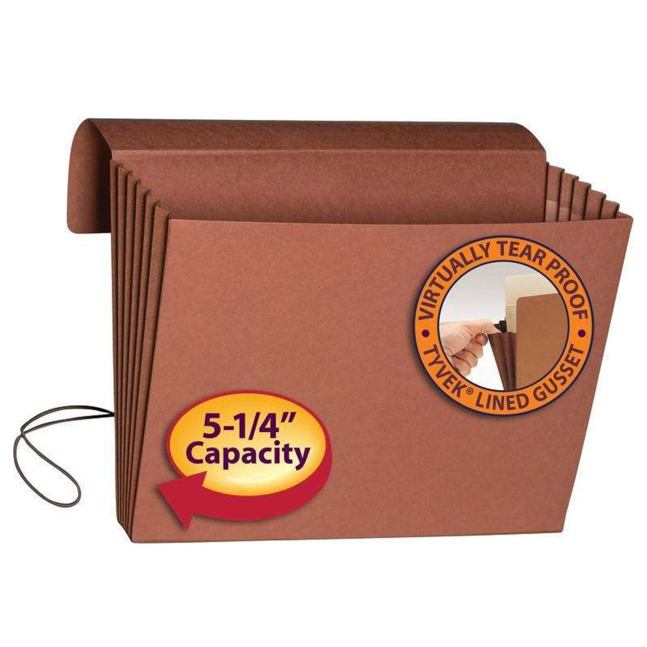 Smead Expanding Wallet, 5-1/4" Expansion, Flap and Cord Closure, Extra Wide Letter Size, Redrope, 10/Box