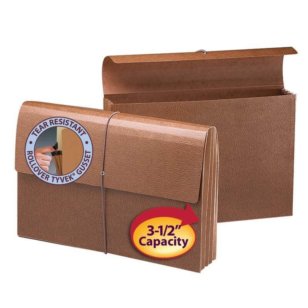 Smead Expanding Wallet, 3-1/2" Expansion, Flap and Cord Closure, Redrope Gusset, Legal Size, Redrope-Printed Stock, 10/Box