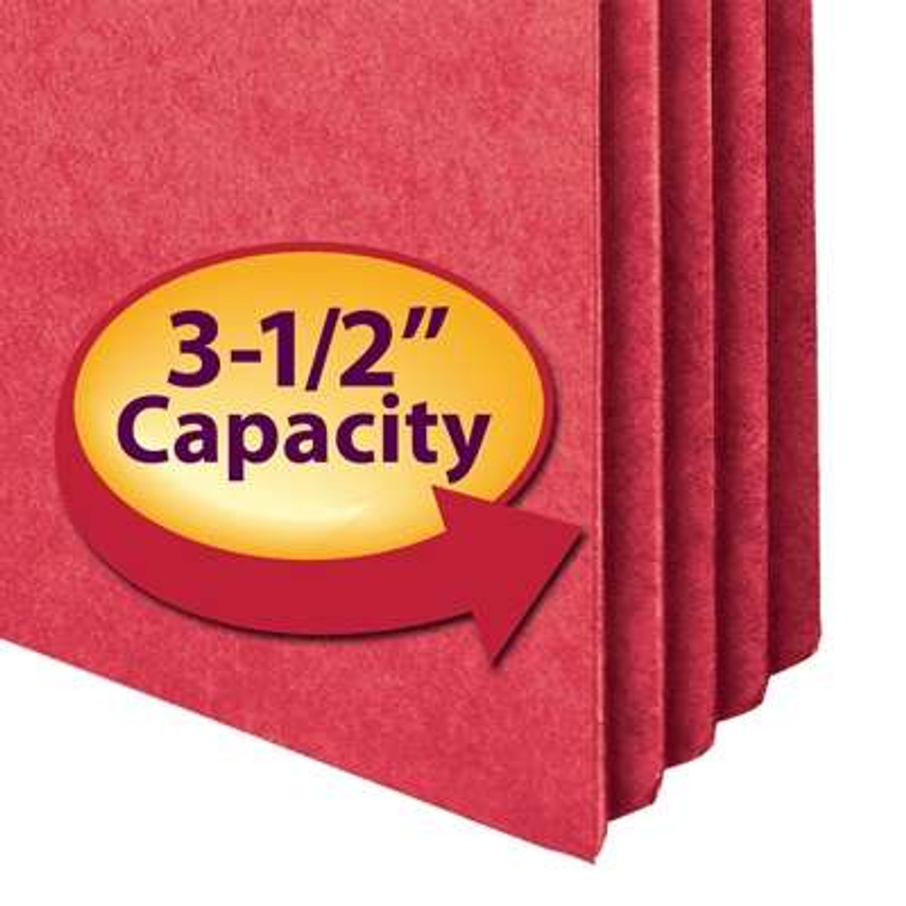 Smead File Pockets, Straight-Cut Tab, 3-1/2" Expansion, Letter Size, Red, 25/Box