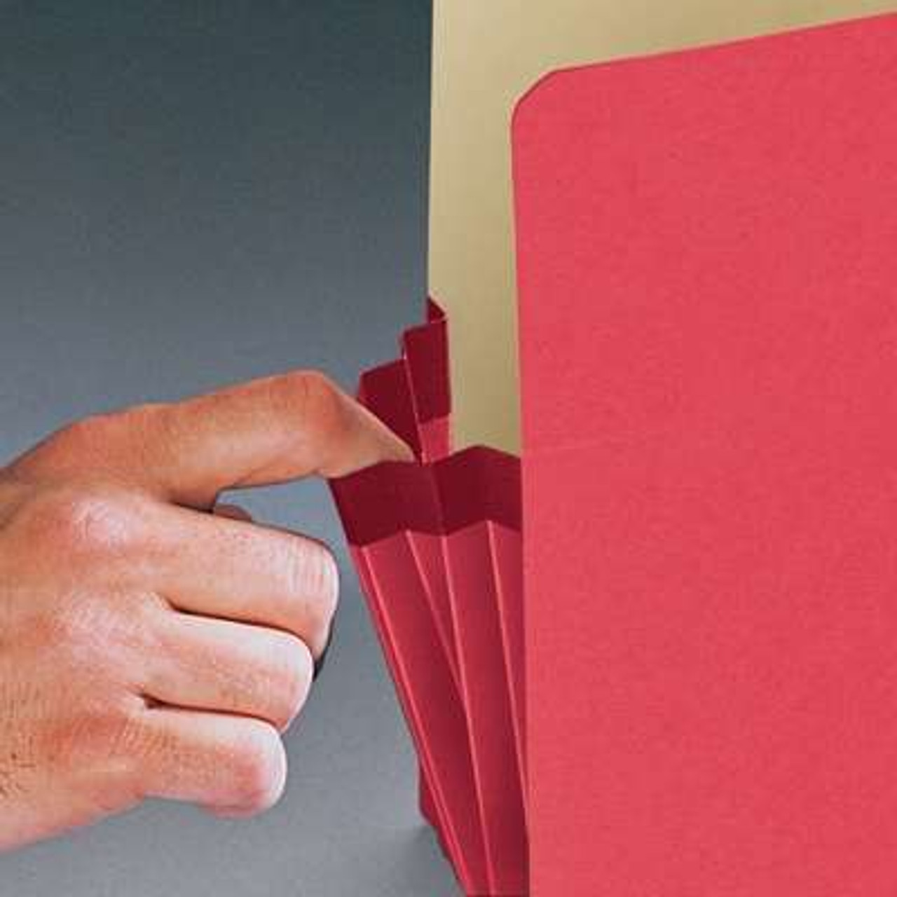 Smead File Pockets, Straight-Cut Tab, 3-1/2" Expansion, Letter Size, Red, 25/Box