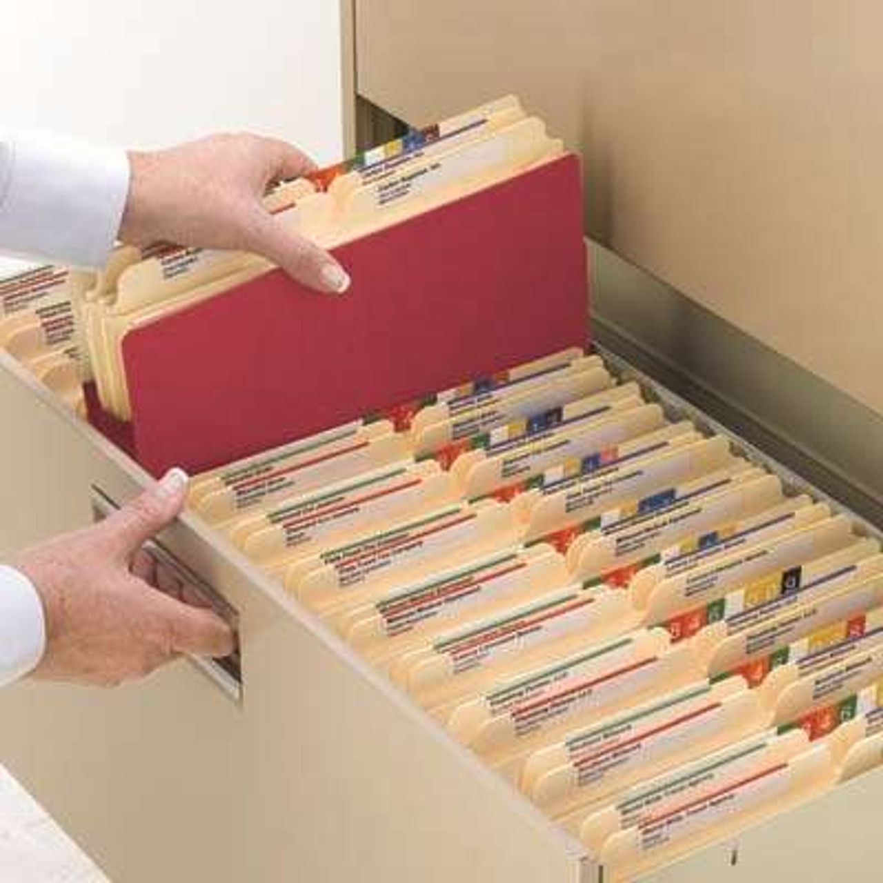 Smead File Pockets, Straight-Cut Tab, 5-1/4" Expansion, Letter Size, Red, 10/Box