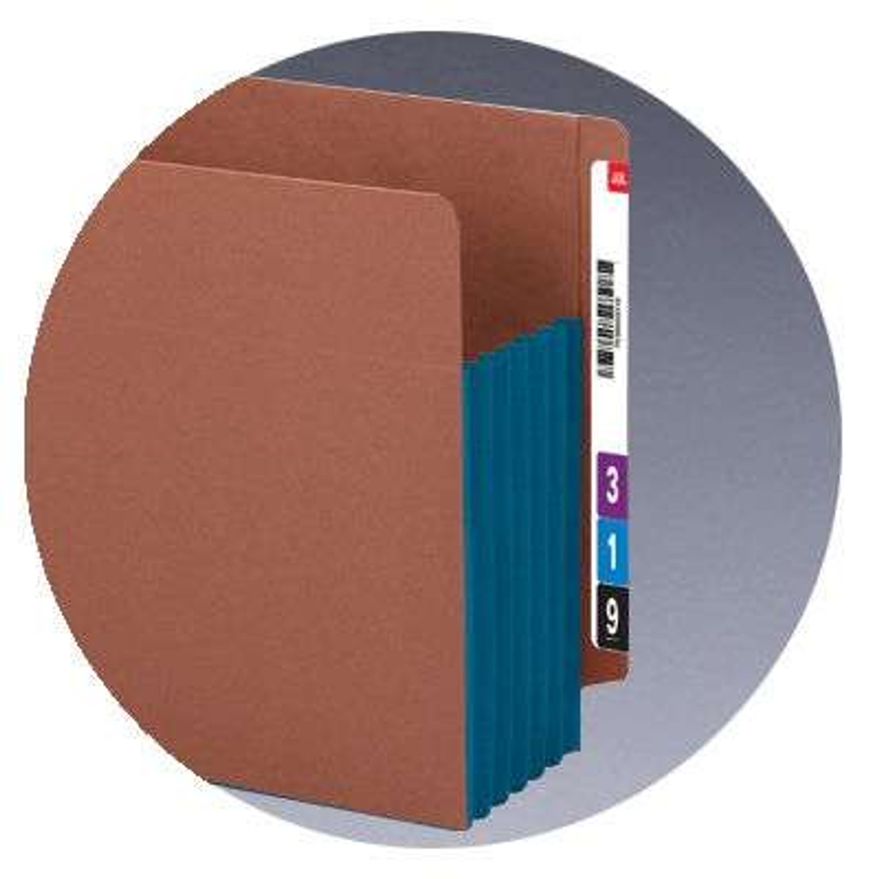 Smead End Tab File Pockets, Extra Wide Letter Size, 5-1/4" Expansion, Redrope with Blue Gusset, 10/Box