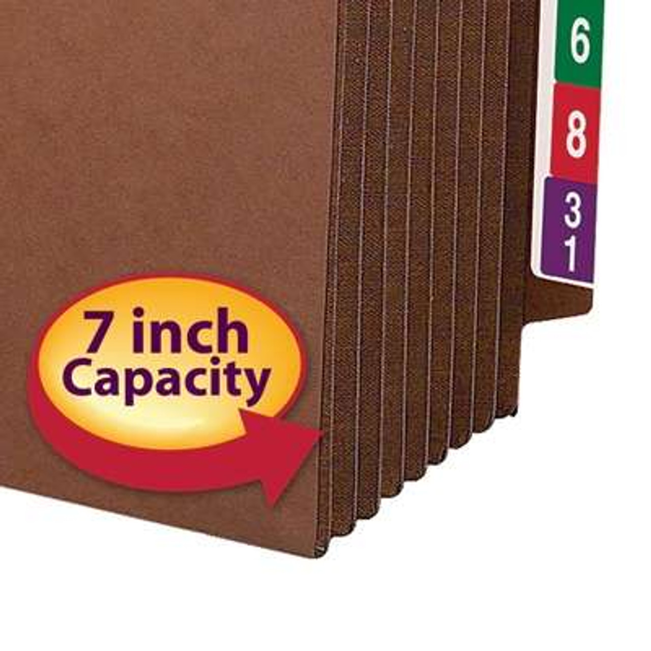 Smead TUFF End Tab File Pockets, Extra Wide Letter Size, 7" Expansion, Reinforced Tab, 5/Box