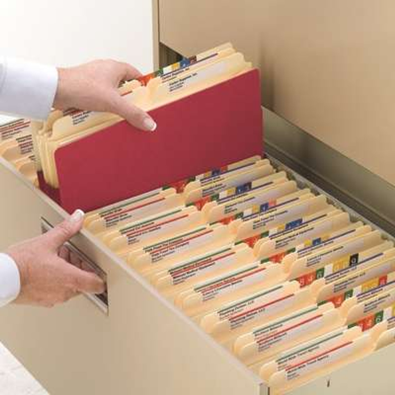 Smead File Pockets, Straight-Cut Tab, 3-1/2" Expansion, Legal Size, Red, 25/Box