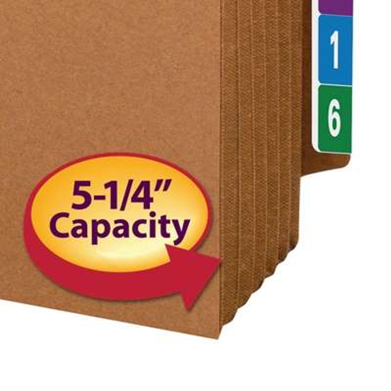 Smead TUFF End Tab File Pockets, Extra Wide Legal Size, 5-1/4" Expansion, Reinforced Tab, 10/Box