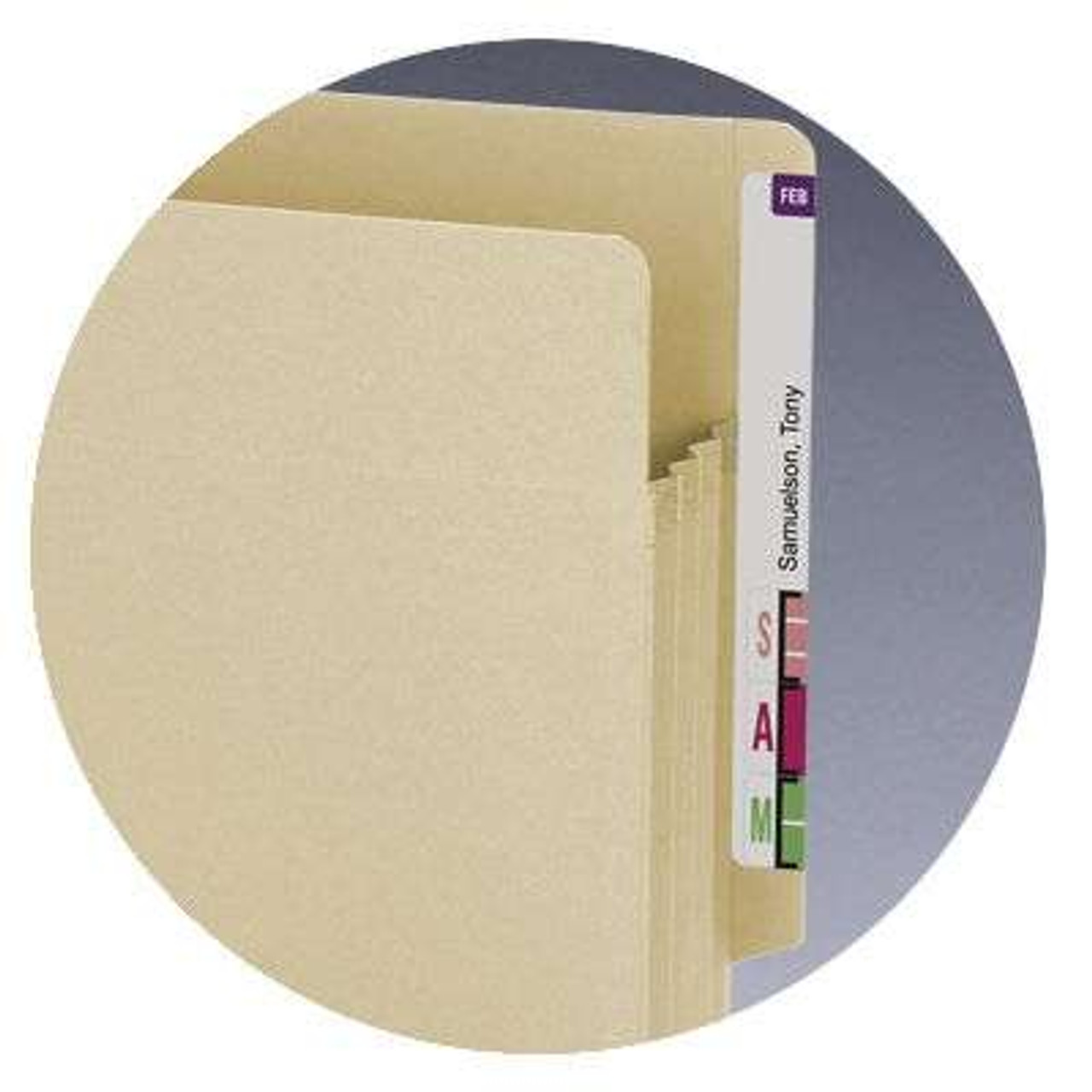 Smead TUFF End Tab File Pockets, Extra Wide Letter Size, 3-1/2" Expansion, Reinforced Tab, Manila, 10/Box