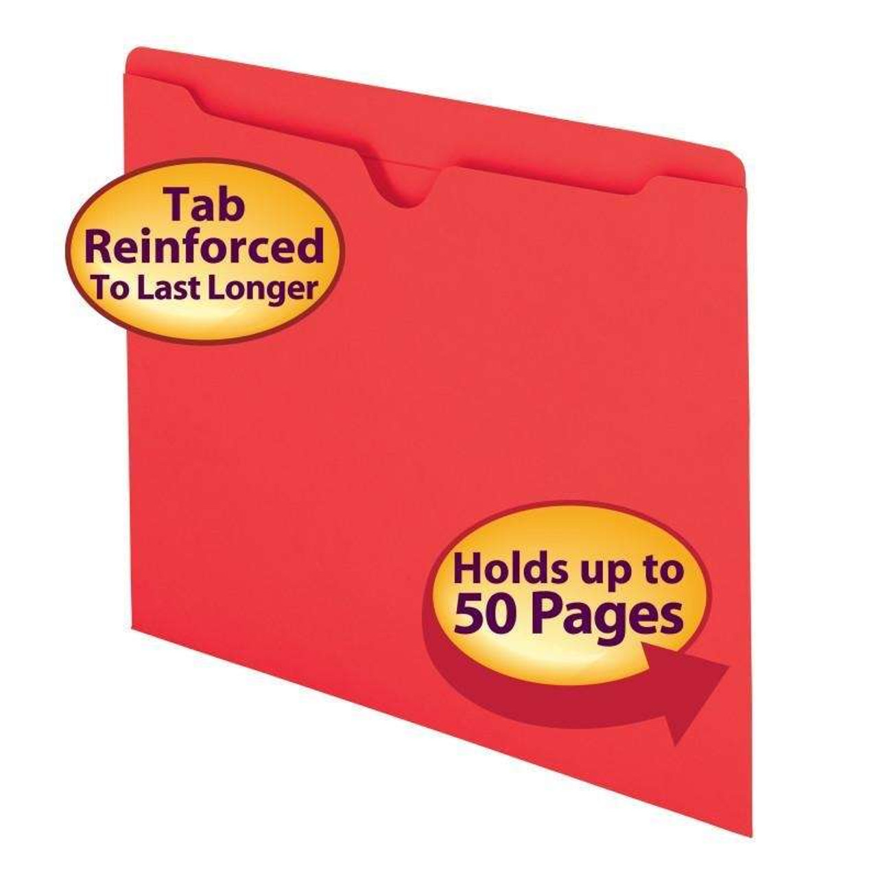 Smead File Folders Jackets, Reinforced Tab, Letter Size, Red, 100/Box