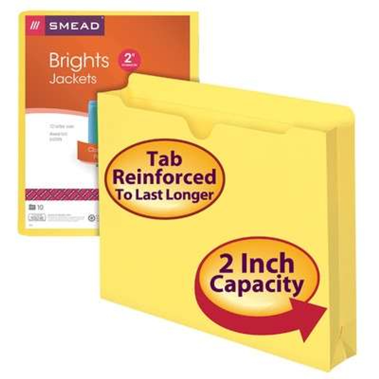 Smead File Folders Jackets, Reinforced Tab, 2" Exp, Letter Size, Assorted, 10/Pack