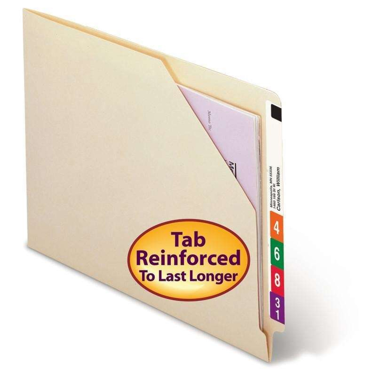 End Tab File Jacket Folders, Letter Size, 11 Point, Diagonal Cut, 100/Box
