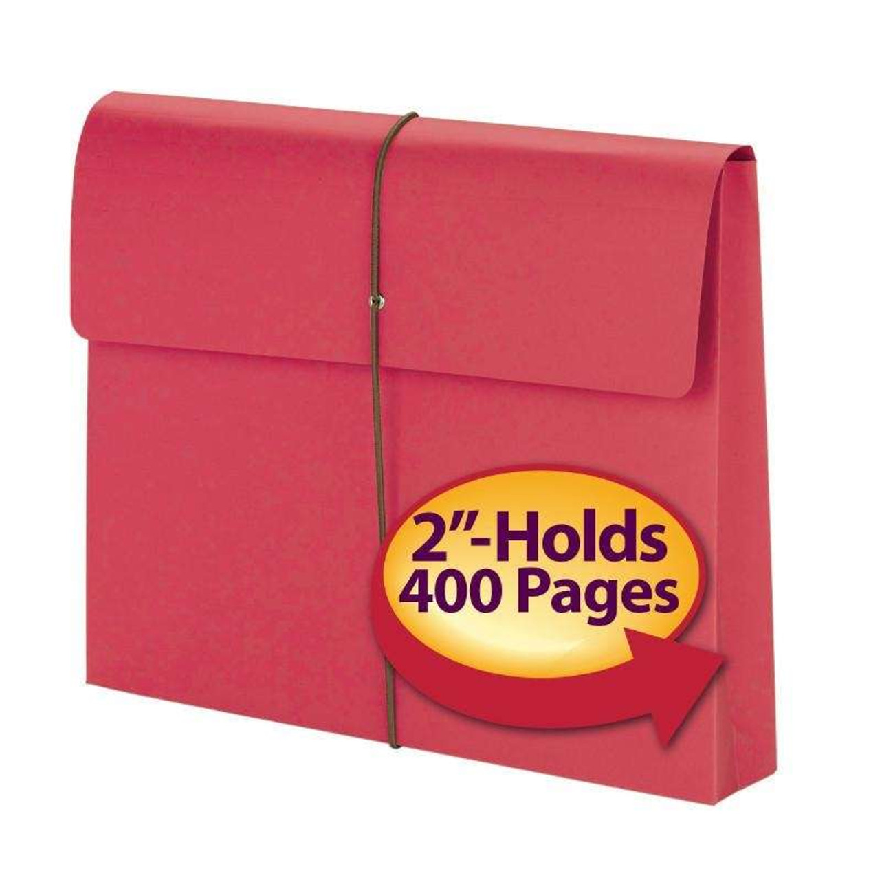Smead Expanding File Wallet, 2" Expansion, Protective Flap and Cord Closure, Letter Size, Red, 10/Box