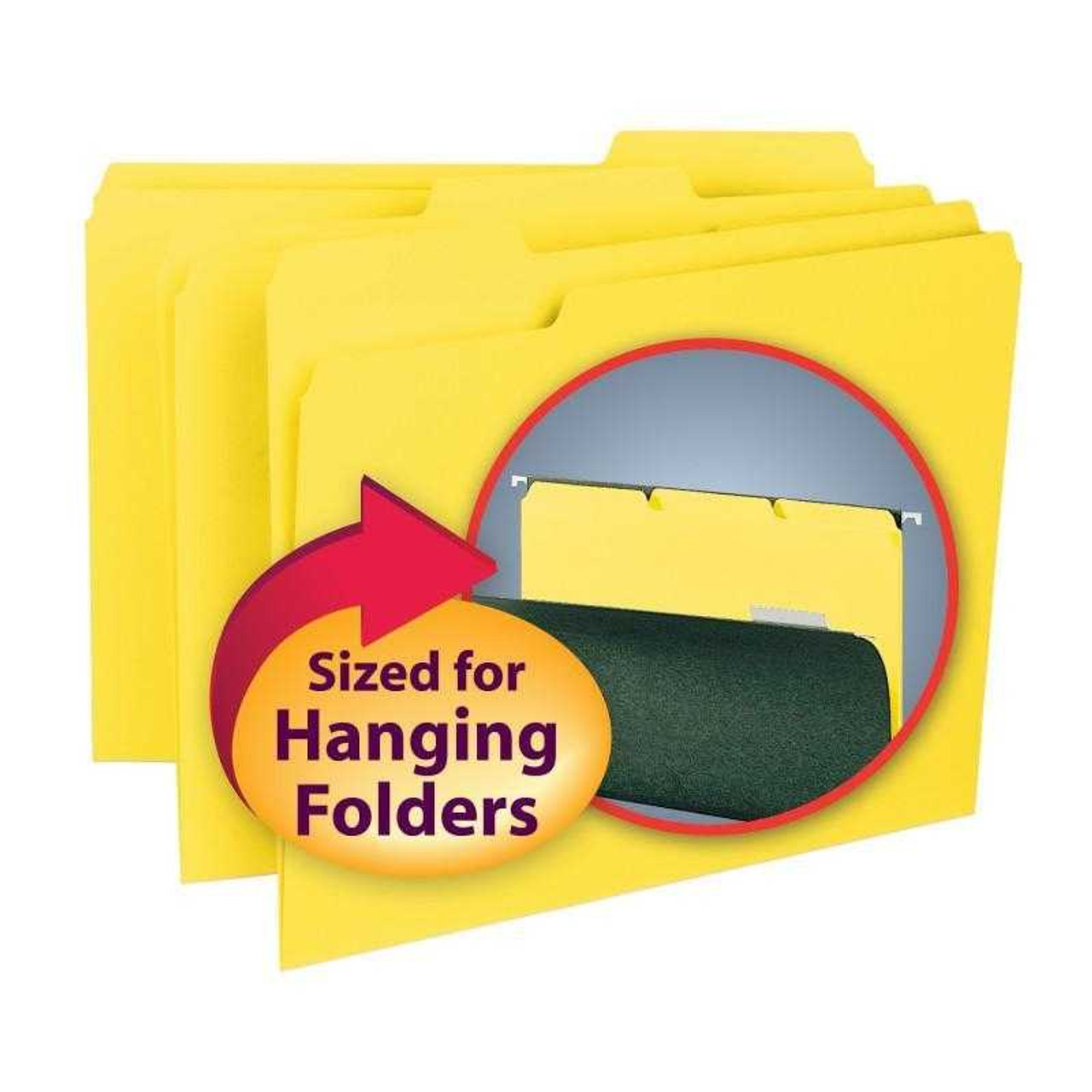 Smead Interior File Folders, 1/3-Cut Tab, Letter Size, Yellow, 100/Box