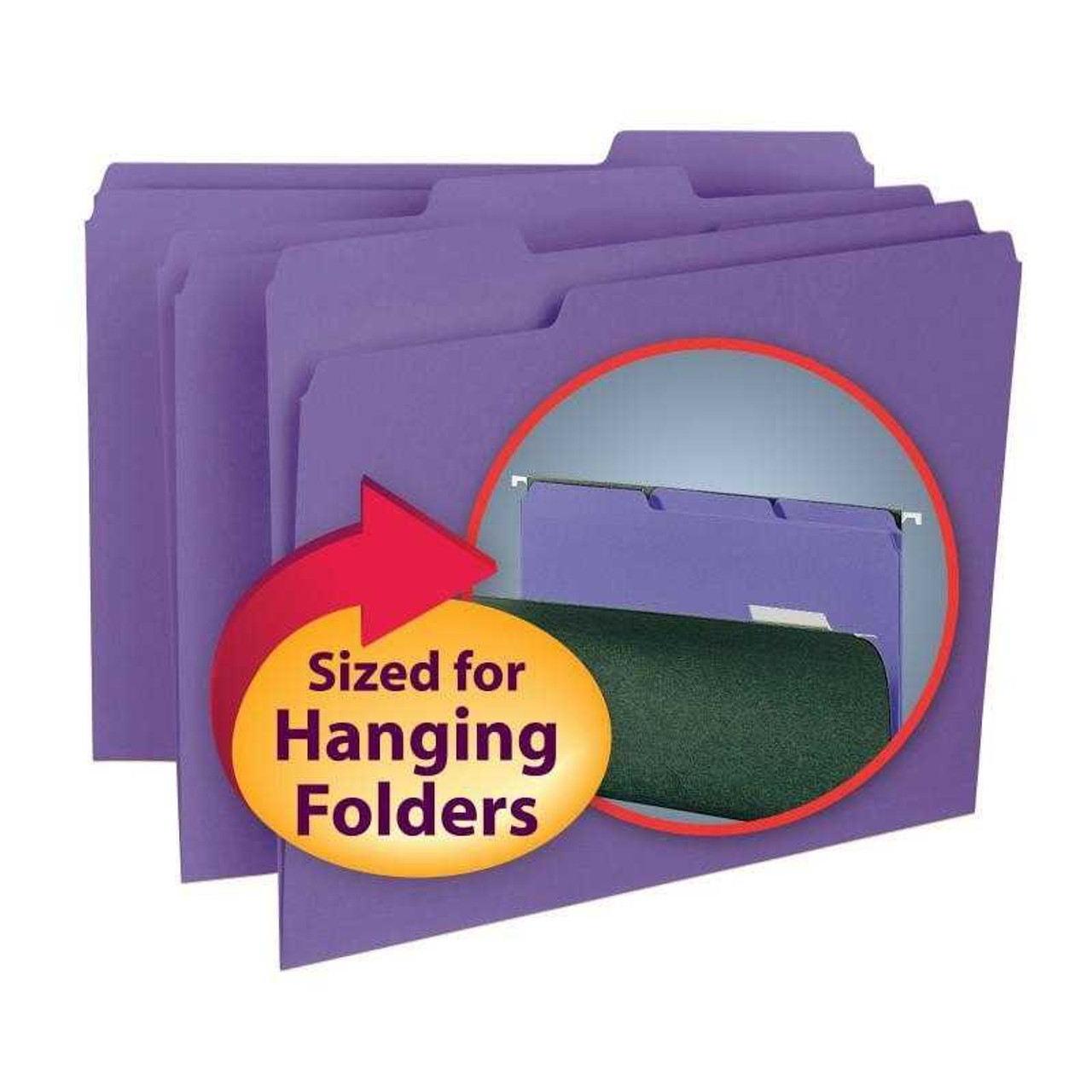 Smead Interior File Folders, 1/3-Cut Tab, Letter Size, Purple, 100/Box