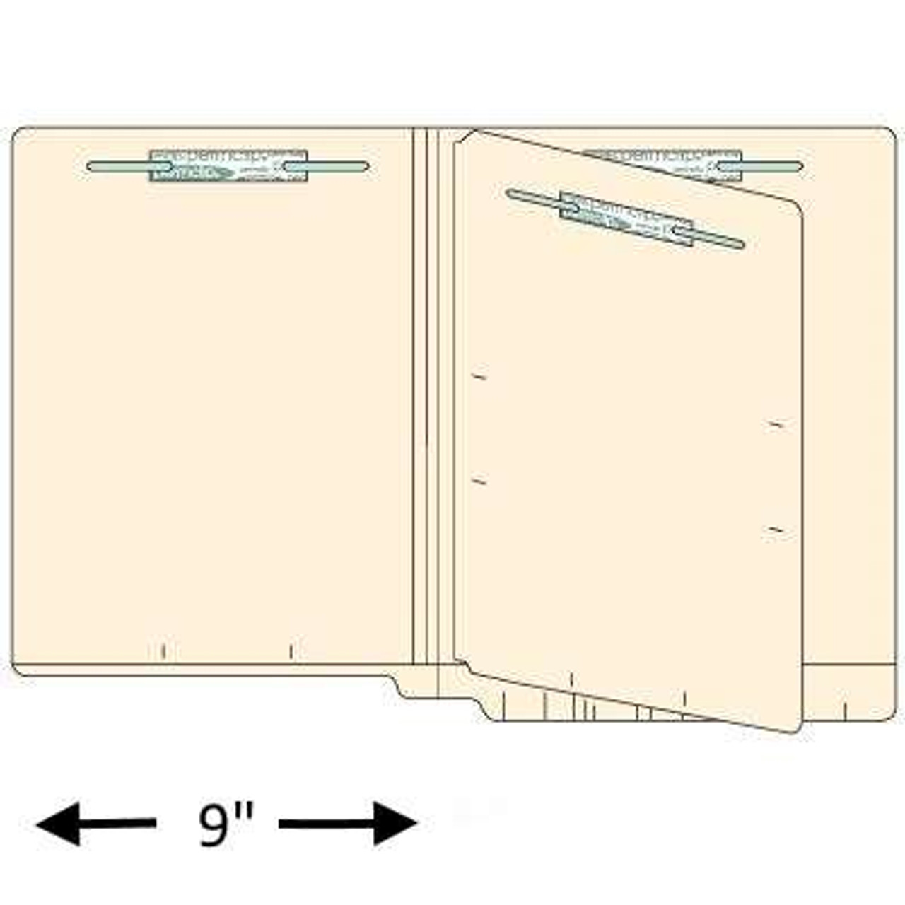 Classification Folders, End Tab, Letter Size, Drop Front, 3/4" Exp, 4 Fasteners, 1 Divider, 11pt Manila, 25/Box