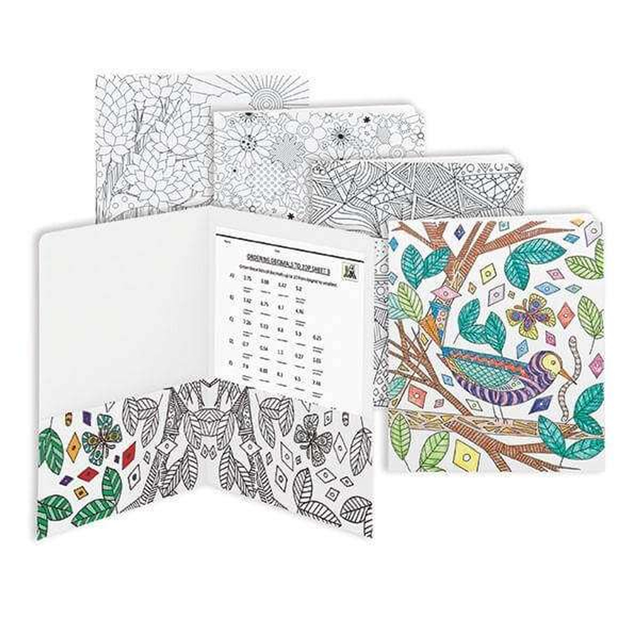 Smead Two-Pocket Coloring Folders - Floral-Nature-Birds (87911)