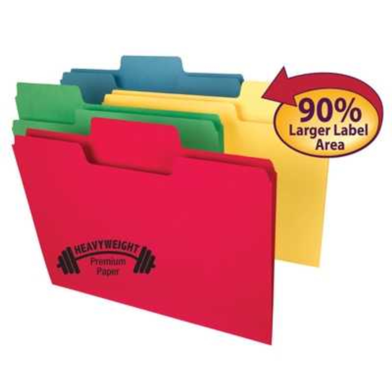 Smead SuperTab File Folders, 1/3-Cut Tab, Letter Size, 14 Point, Assorted Colors, 50/Box