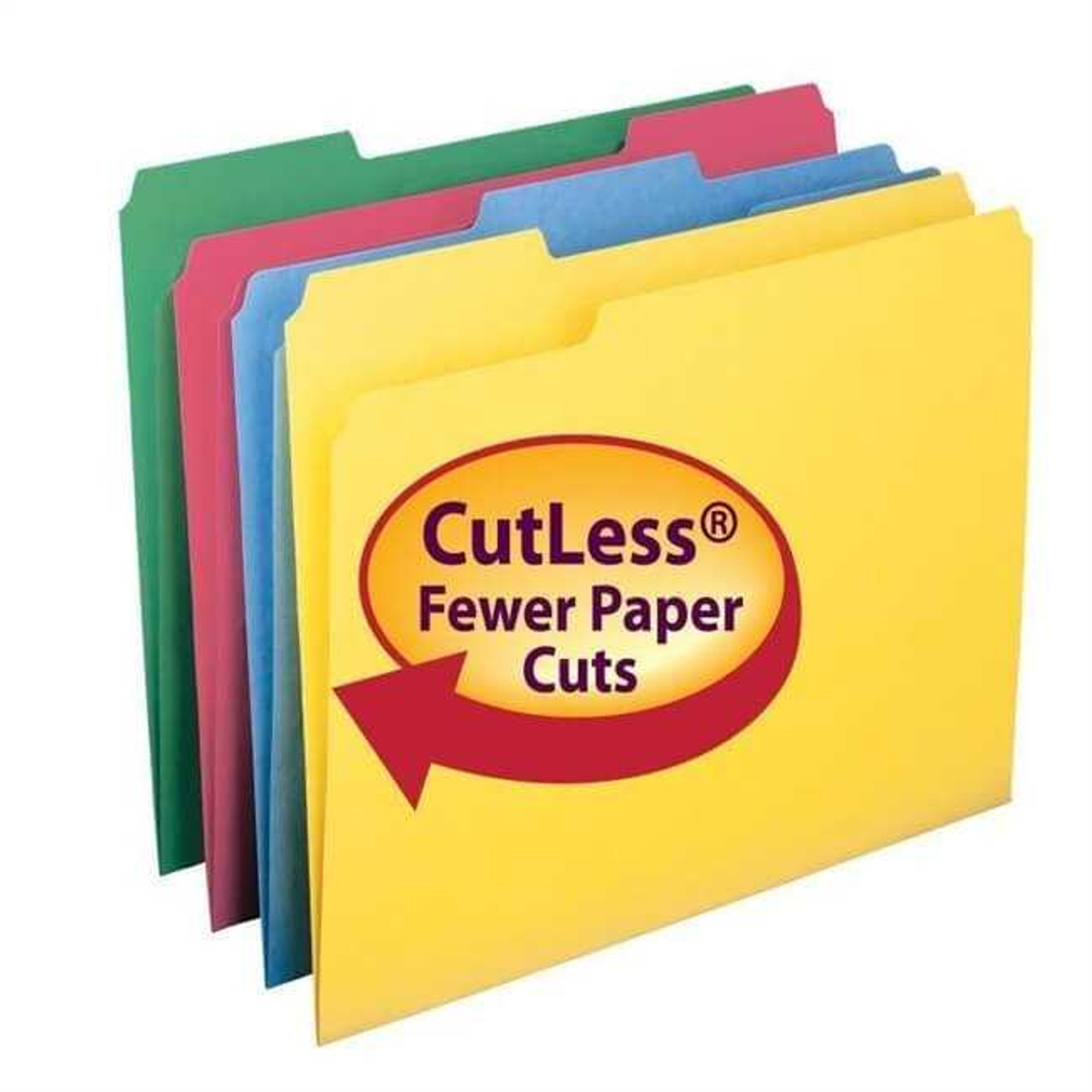 Smead CutLess File Folder, 1/3-Cut Tab, Letter Size, Assorted Colors, 100/Box
