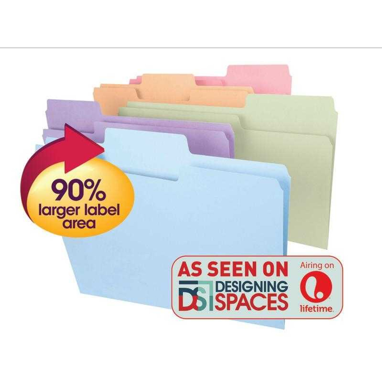 Smead SuperTab File Folder 11962, Oversized 1/3-Cut Tab, Legal, Assorted Colors, 100/Box