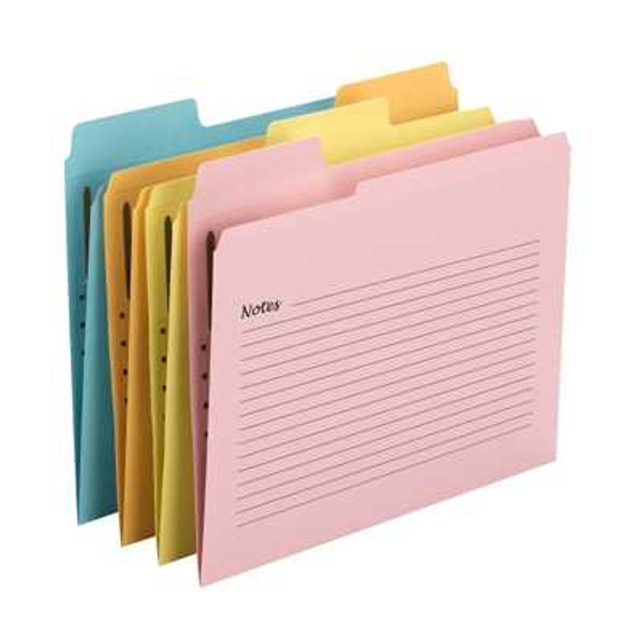 Smead SuperTab Notes Fastener Folders, One Fastener, Oversized 1/3-Cut Tab, Letter Size, Assorted Colors, 24/Pack