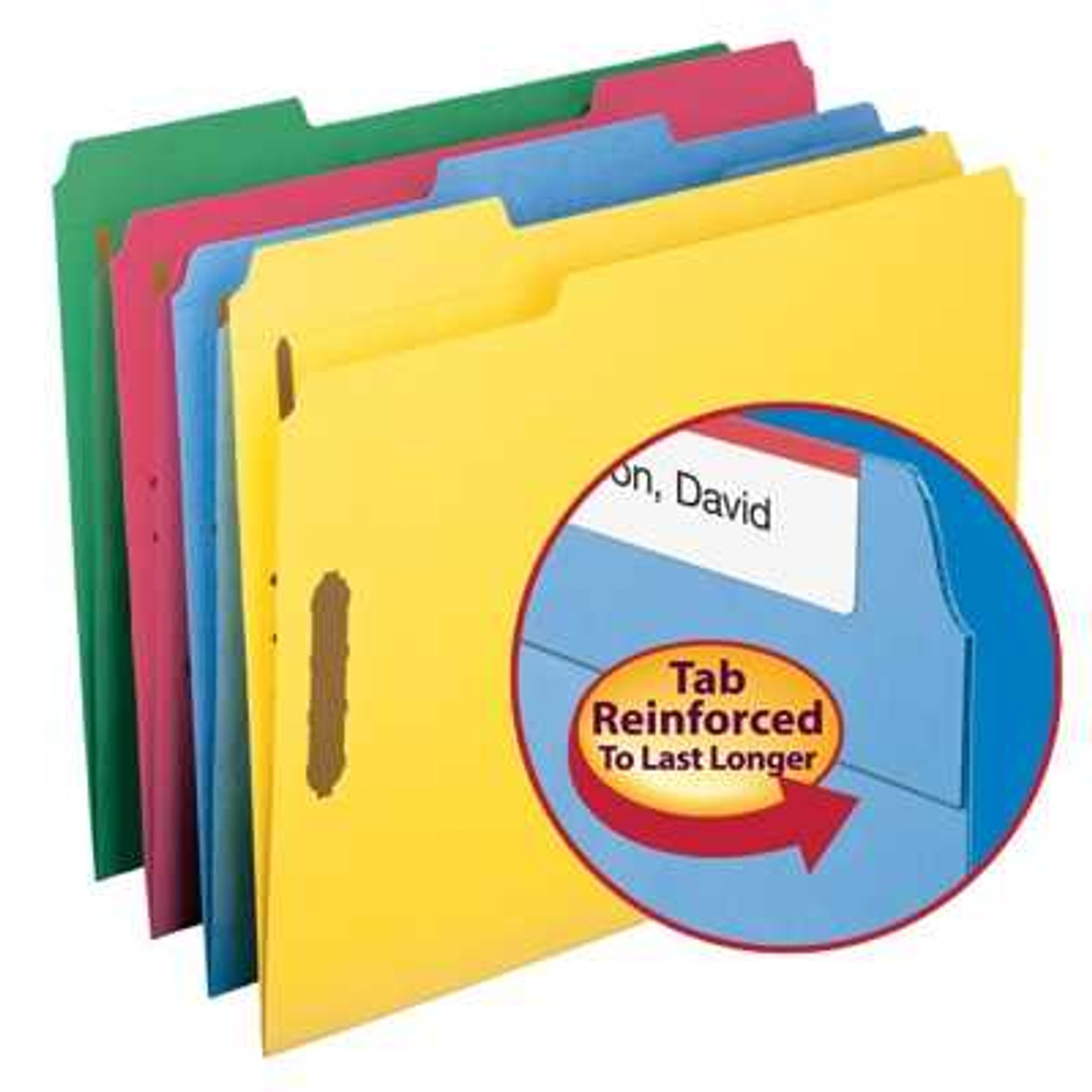 Smead Fastener File Folder, 2 Fasteners, Reinforced 1/3-Cut Tab, Letter Size, Assorted Colors, 50/Box