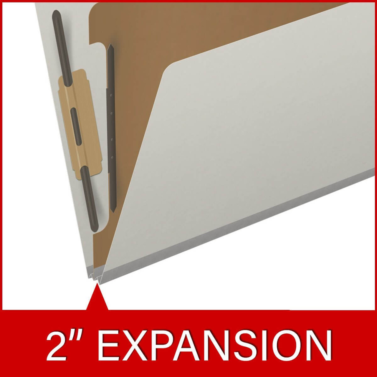 End Tab Pressboard Classification Folders, 1 Divider, Letter Size, Gray, 10/Box