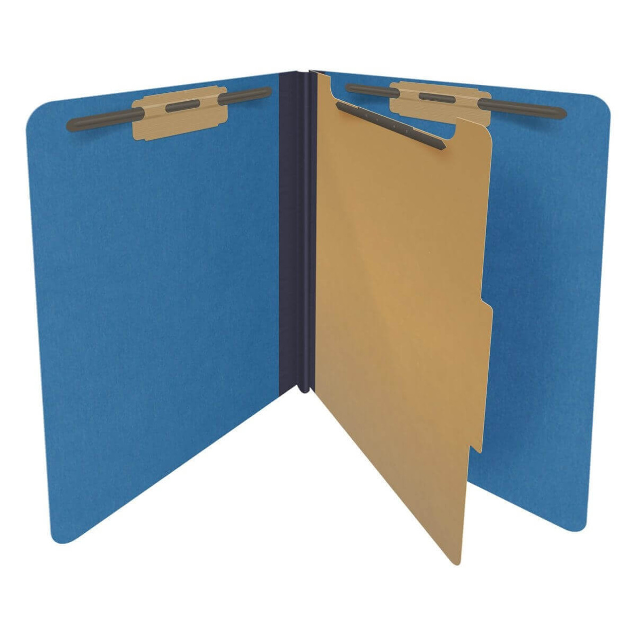 End Tab Pressboard Classification Folders, 1 Divider, Letter Size, Royal Blue, 10/Box