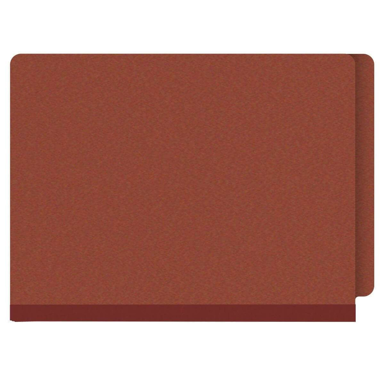 End Tab Pressboard Classification Folders, 1 Divider, Letter Size, Red, 10/Box