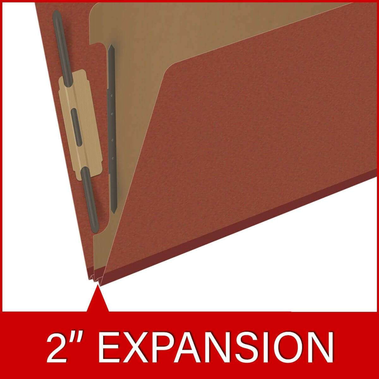 End Tab Pressboard Classification Folders, 1 Divider, Letter Size, Red, 10/Box