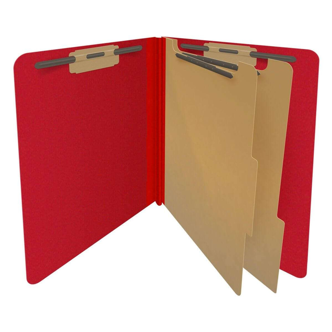 End Tab Pressboard Classification Folders, 2 Dividers, Letter Size, Deep Red, 10/Box