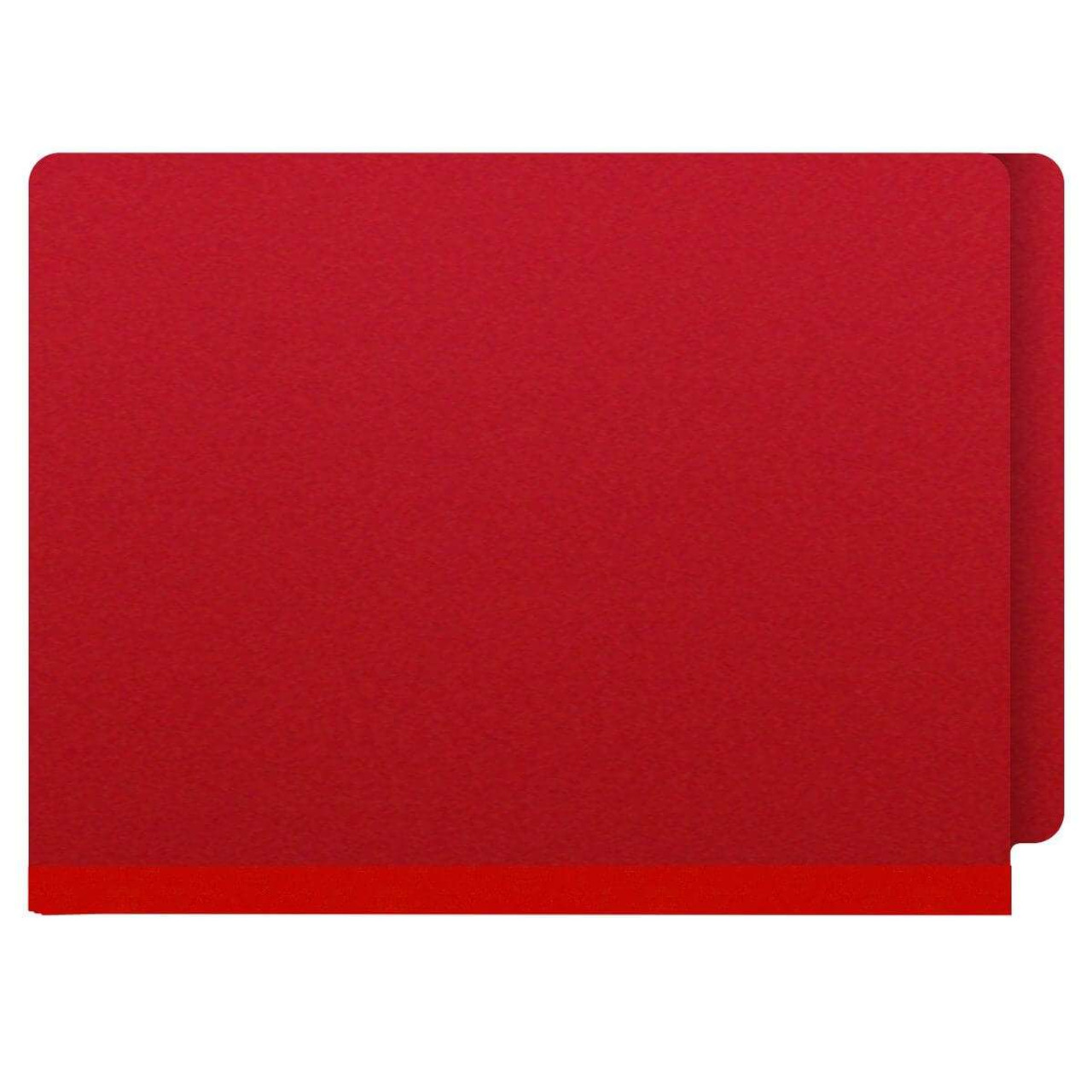 End Tab Pressboard Classification Folders, 2 Dividers, Letter Size, Deep Red, 10/Box