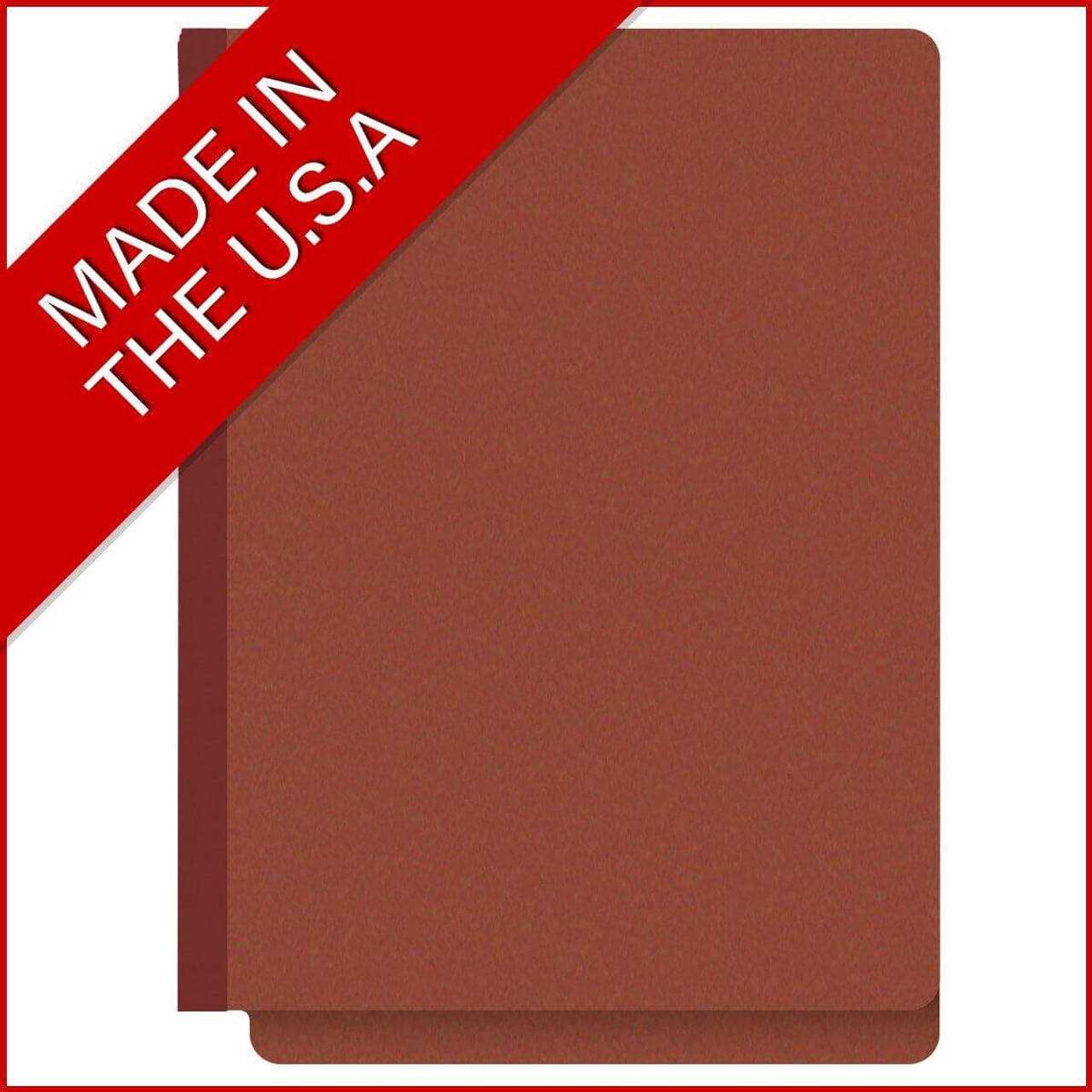 End Tab Pressboard Classification Folders, 2 Dividers, Letter Size, Type III Red, 10 per Box