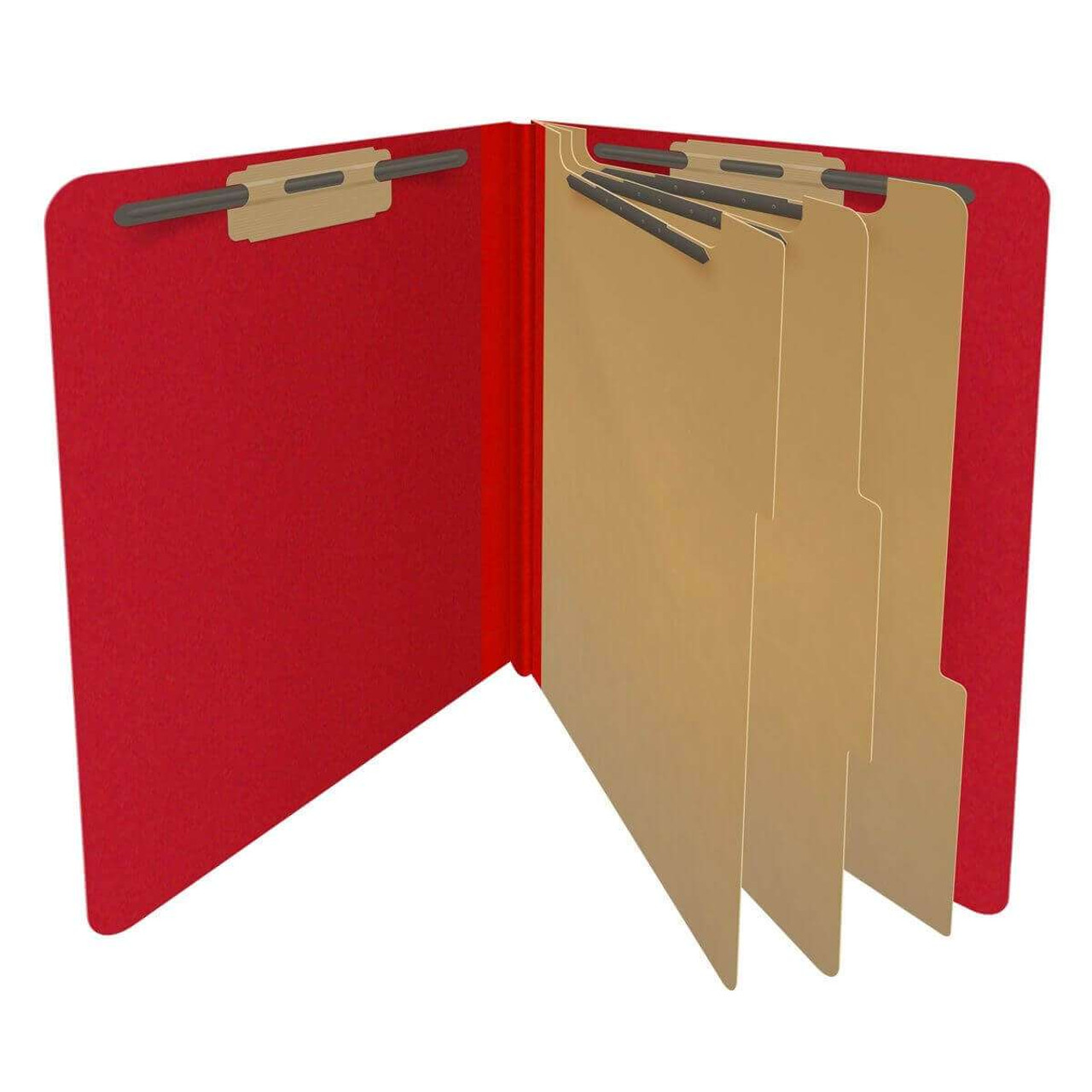 End Tab Pressboard Classification Folders, 3 Dividers, Letter Size, Type III Deep Red, 10 per Box