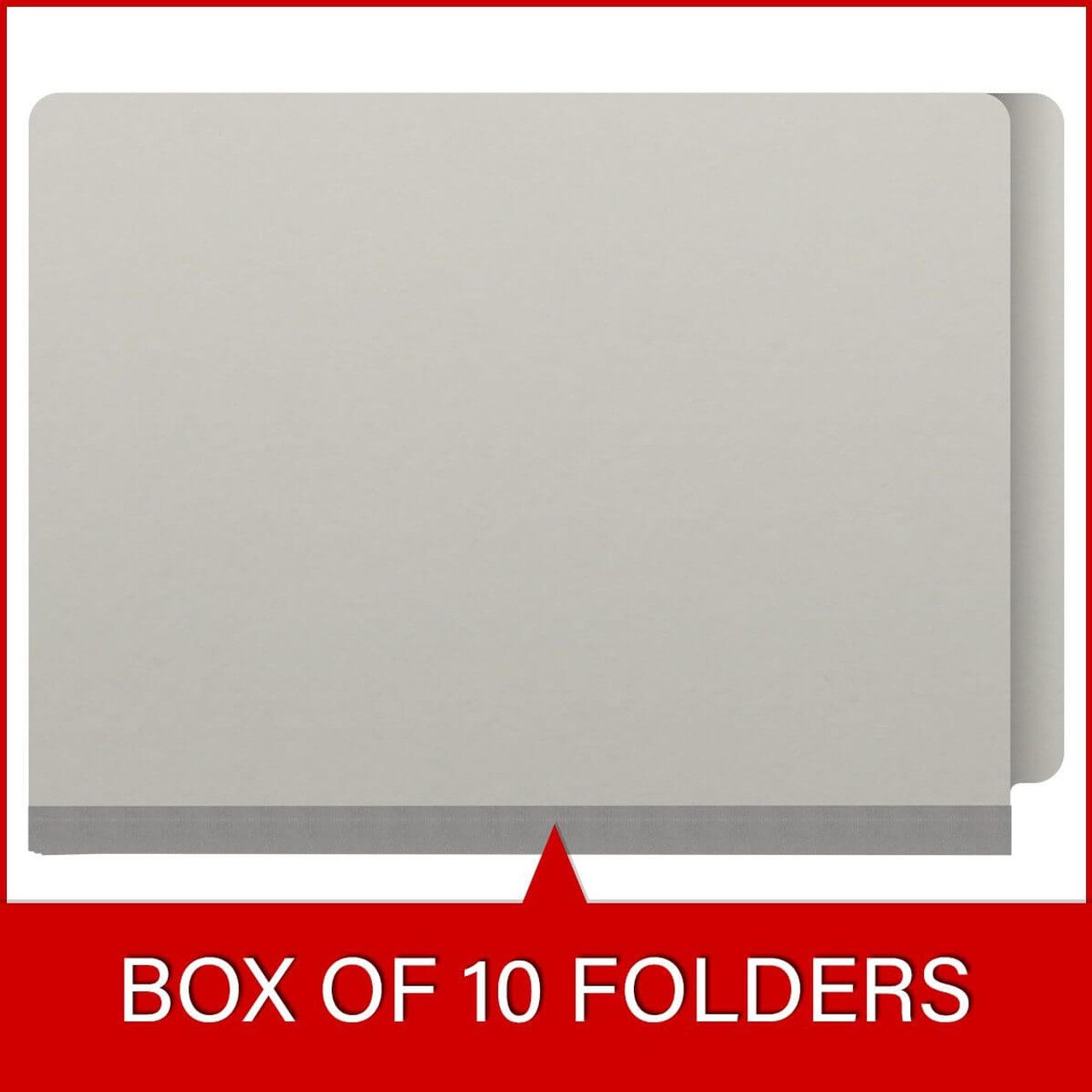 End Tab Pressboard Classification Folders, 3 Dividers, Letter Size, Type III Gray, 10 per Box