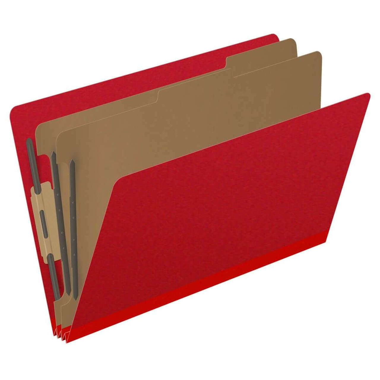End Tab Pressboard Classification Folders, 2 Dividers, Legal Size, Type III Deep Red, 10 per Box