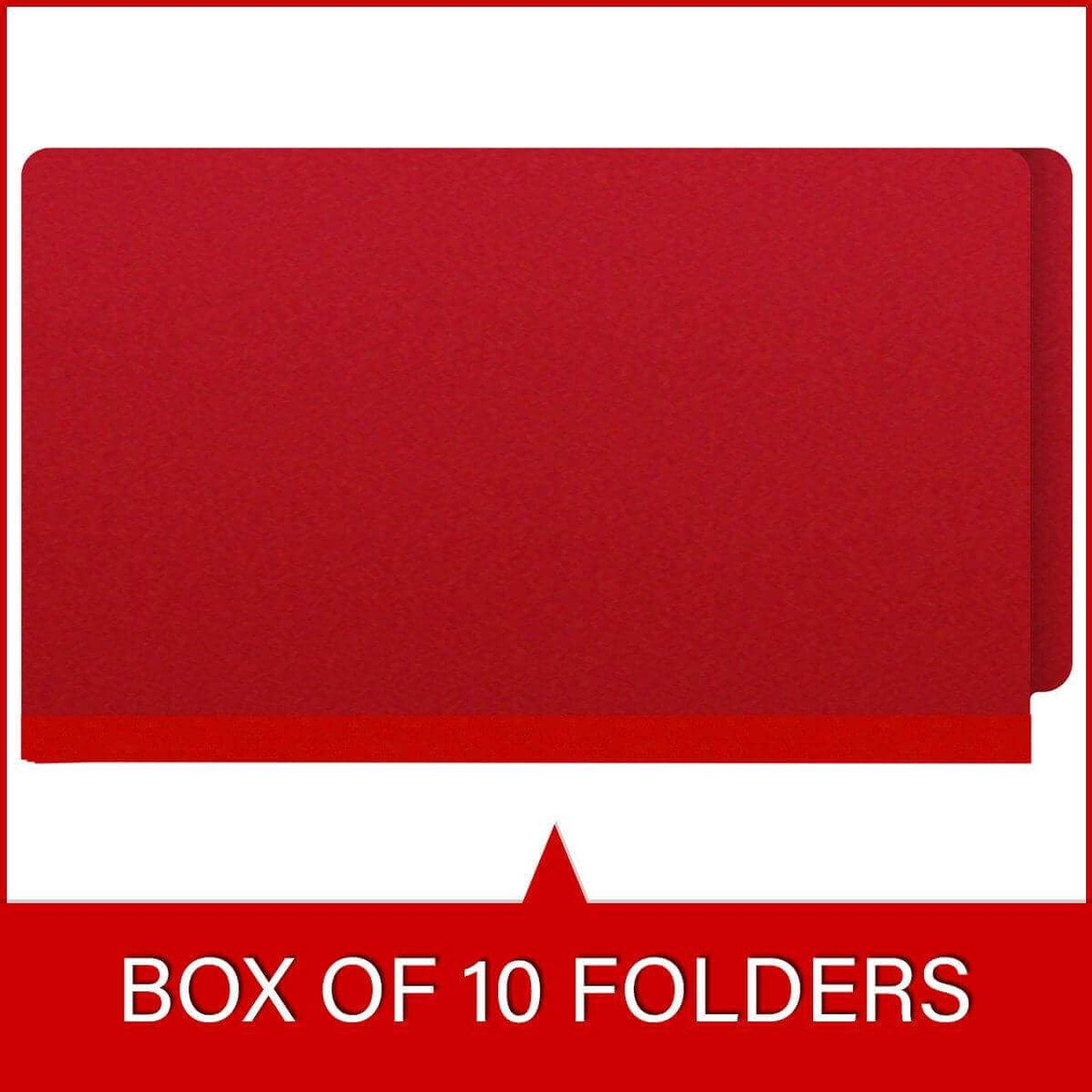 End Tab Pressboard Classification Folders, 2 Dividers, Legal Size, Type III Deep Red, 10 per Box