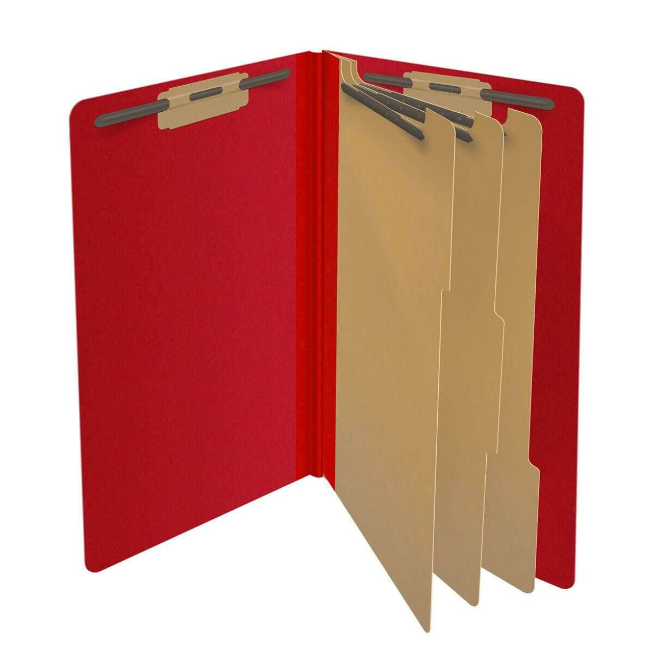 End Tab Pressboard Classification Folders, 3 Dividers, Legal Size, Type III Deep Red, 10 per Box