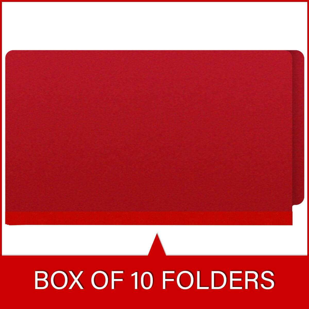 End Tab Pressboard Classification Folders, 3 Dividers, Legal Size, Type III Deep Red, 10 per Box