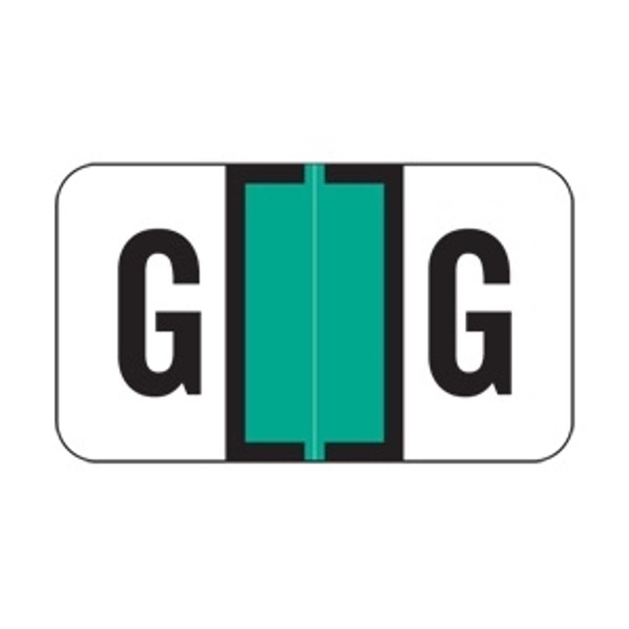 Jeter Alpha Labels, 2800-Series, 15/16 H x 1 5/8 W, Letter G, Aqua, 500/Roll, JEAM-G