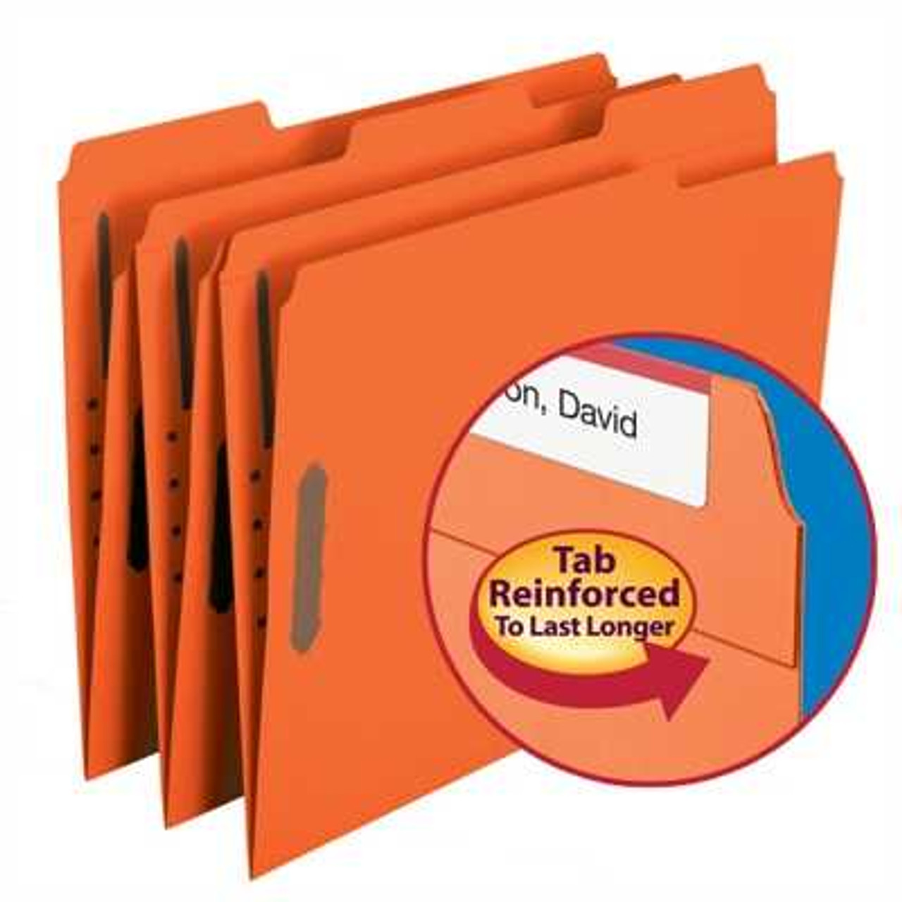Smead Fastener File Folder, 2 Fasteners, Reinforced 1/3-Cut Tab, Letter Size, Orange, 50/Box
