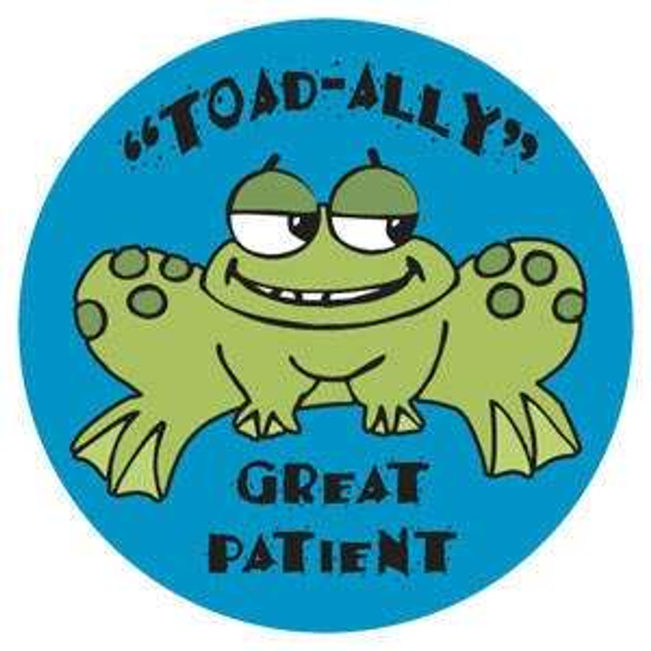 Children's Stickers, Toad-Ally Great, Blue, 1-3/4" Circle, 100/Roll