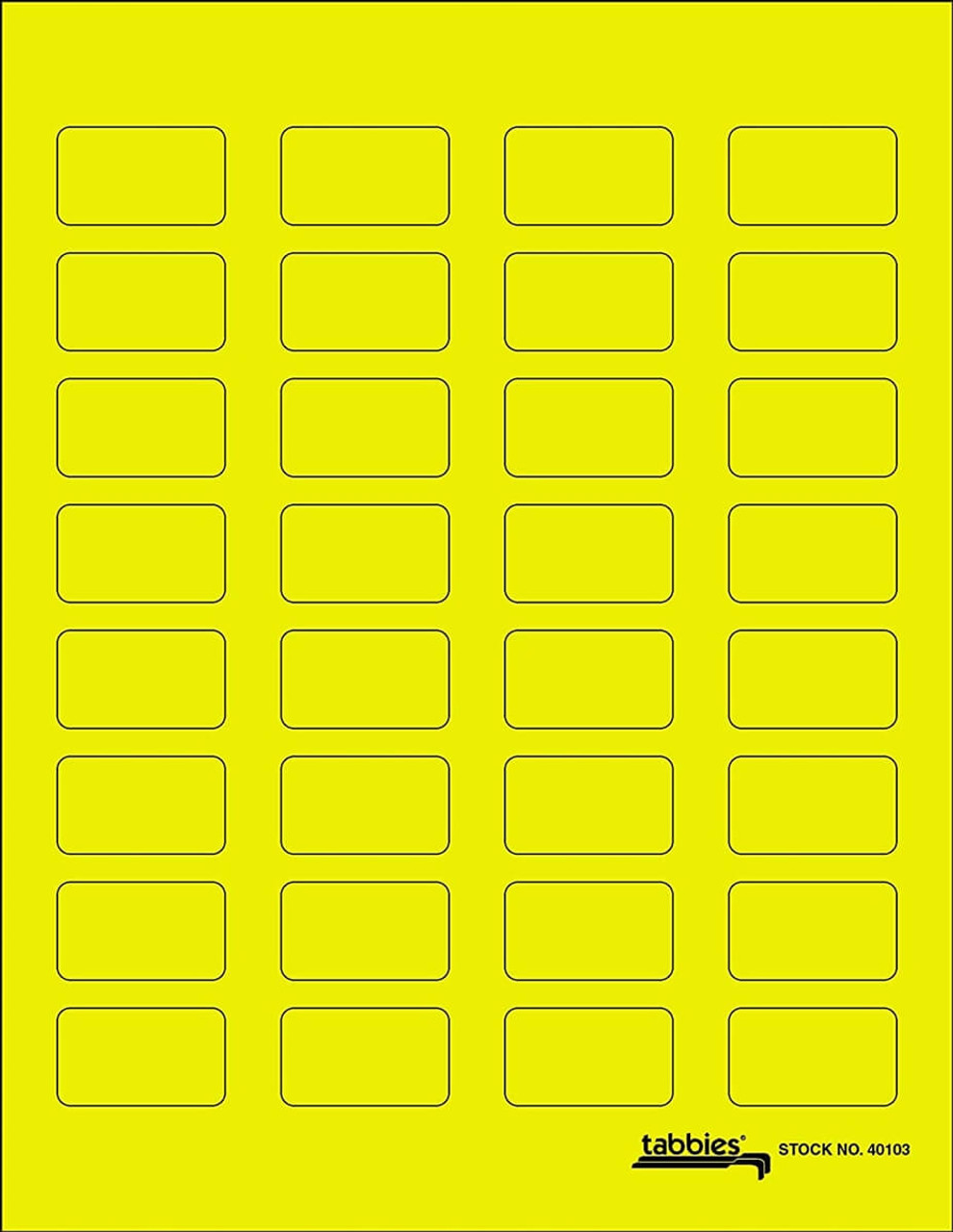 Tabbies Labels-U-Create Laser Labels, 1-1/2" x 7/8", Fluorescent Yellow, 320/Pk